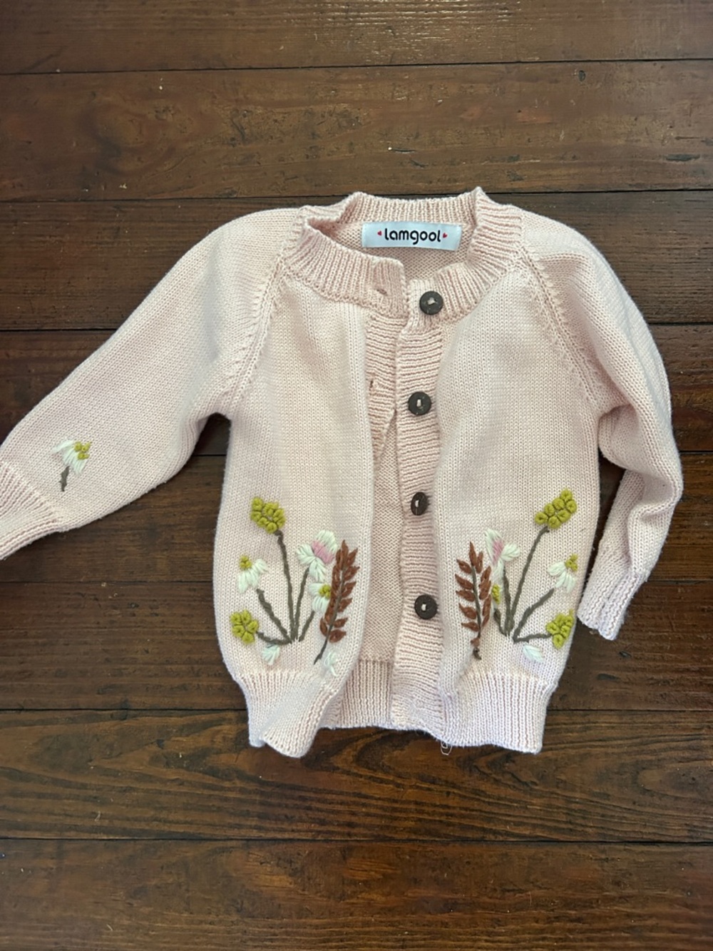 Pink Floral Knit Cardigan for Kids